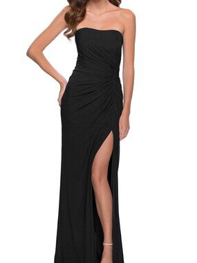 NWT La Femme 29489 Strapless Simple Prom Dress Black Size 8